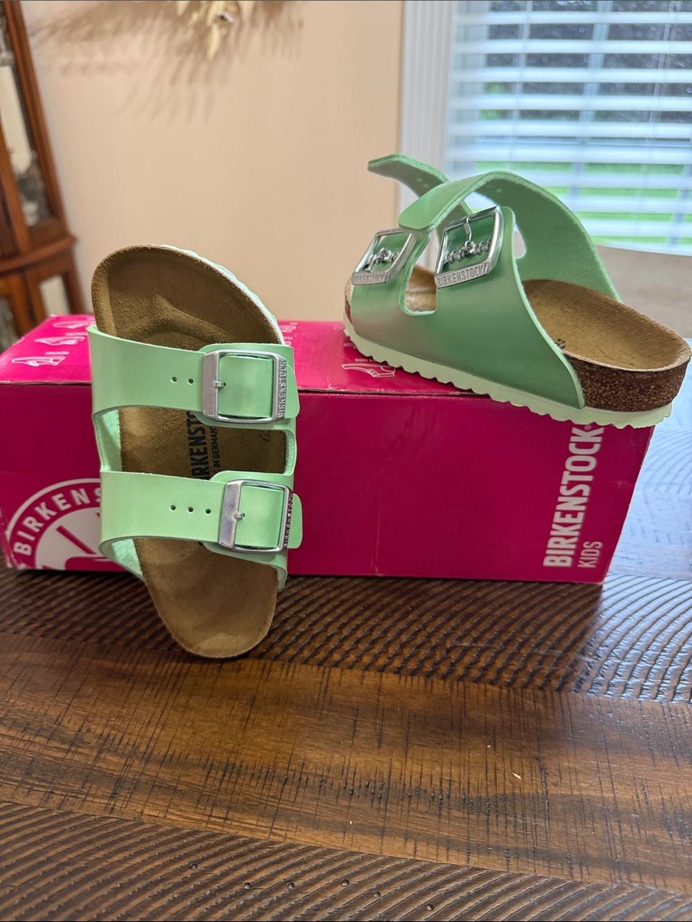 Birkenstock Kids Arizona Sandals in “Electric Metallic Mineral”. NIB
